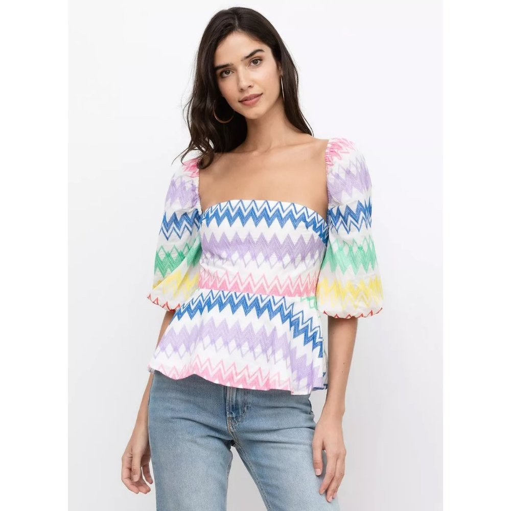 Yumi Kim | 100% Cotton Eliza Embroidered Multi Colored Top | NWT - Picture 3 of 10